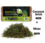 OMEM Reptiles Coconut Brick Moss Set Terrarium Bedding Substrate Mat Tortoise Warm Hibernation Soil Pet Supplies