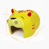 OMEM Reptile Cave Small Ceramic Hippo Tiger Hideout Hut for Young Turtle Hamster Hide Yellow Pink