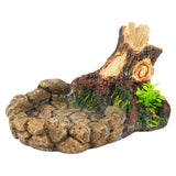 OMEM Reptile Feeding Bowl Terrarium Food Dish Water Bowl Turtle Tank Habitat Decor Rock Tree Root Drinking Basin