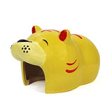 OMEM Reptile Cave Small Ceramic Hippo Tiger Hideout Hut for Young Turtle Hamster Hide Yellow Pink