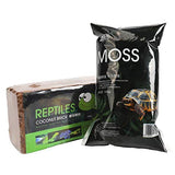 OMEM Reptiles Coconut Brick Moss Set Terrarium Bedding Substrate Mat Tortoise Warm Hibernation Soil Pet Supplies