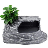 OMEM Reptile Box Shelter Hideout Caves Humidification Turtle Terrace Climbing Ladder Landscaping Habitat Decorative Resin Rocks (Not Including Moss)