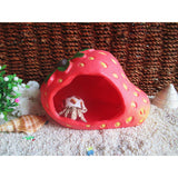 OMEM Reptile Hide and cave Habitat Decor Aquarium/Reptile breeding Box Decorative Accessories - Strawberry House Hermit Crab Landscaping Ornaments