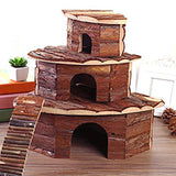 OMEM Wood House Hamster, Beautiful House. Easy to Clean, Suitable for Squirrels, Suction Cup Bracket, Natural Life Tunnel System, Small Animal House