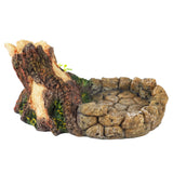 OMEM Reptile Feeding Bowl Terrarium Food Dish Water Bowl Turtle Tank Habitat Decor Rock Tree Root Drinking Basin