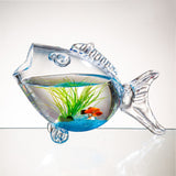 OMEM Fish-Shaped Glass Fish Tank - Creative Fish Tank Aquarium Small Goldfish Mini Fish Tank Can Be Placed in The Living Room, Desk, Office Table, Cute Fish Tank