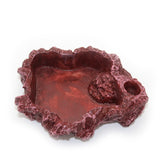 OMEM Reptile Natural Bowl Food and Water Dish Resin Made (Red,S)