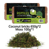 OMEM Reptiles Coconut Brick Moss Set Terrarium Bedding Substrate Mat Tortoise Warm Hibernation Soil Pet Supplies