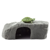OMEM Reptile Box Shelter Terrarium Hideout Habitat Decor Humidify Hide Cave Turtle Ramp Basking Platforn Resin Rock