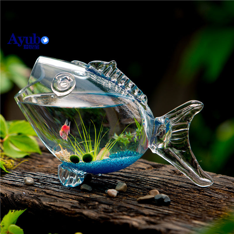 OMEM Fish-Shaped Glass Fish Tank - Creative Fish Tank Aquarium