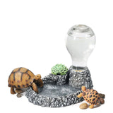 OMEM Reptile Automatic-Refilling Water Dispenser Feeder Dish with Bottle Landscaping Decoration for Tortoise Turtle Feeding Water Bowl Food Bowl Pet Supplies