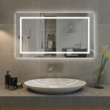 OMEM LED Wall-Mounted Mirrors Bathroom Mirror Horizontal/Vertical Make Up Mirror Anti-Fog Function Dimmable