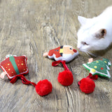 OMEM Christmas Cat Plush Pillow Molar Cat Grass Cat Mint Toys Funny Cat Stick Pet Supplies